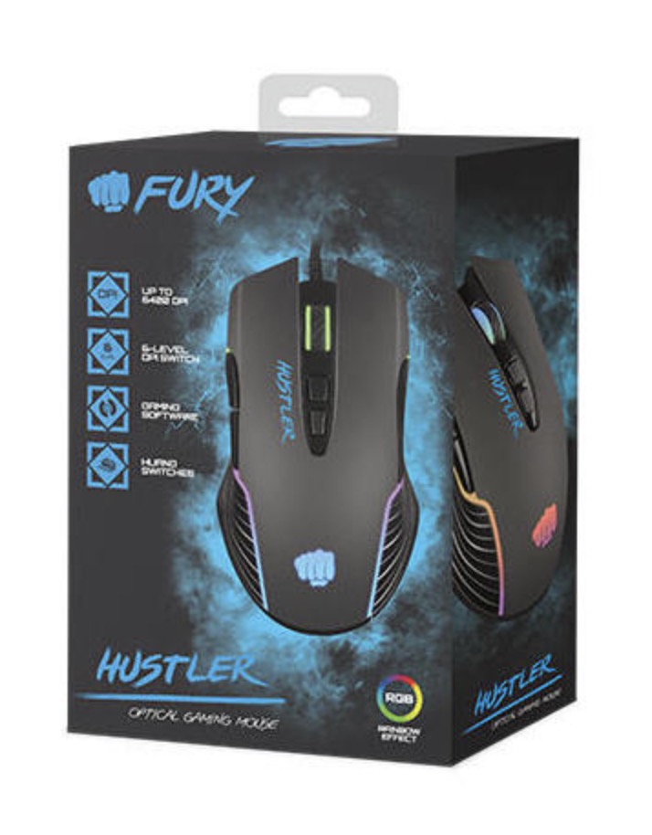 RATON FURY GAMING HUSTLER 6400DPI RGB NEGRO NFU-1698
