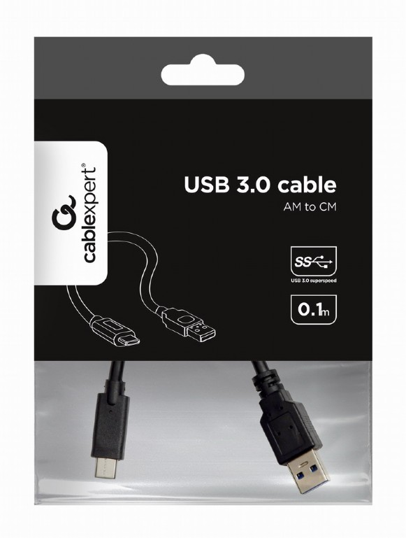 Cable Usb 3.0 Gembird Usb A/M A Tipo C 10Cm Negro Ccp-Usb3-Amcm-0.1M