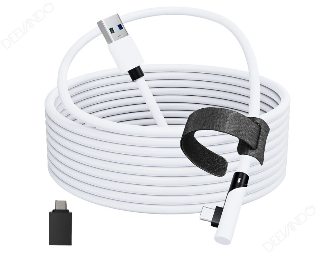 Cable De Enlace Usb A Tipo C 3.0 Compatible Con Meta Quest 3 Blanco 5 Metros