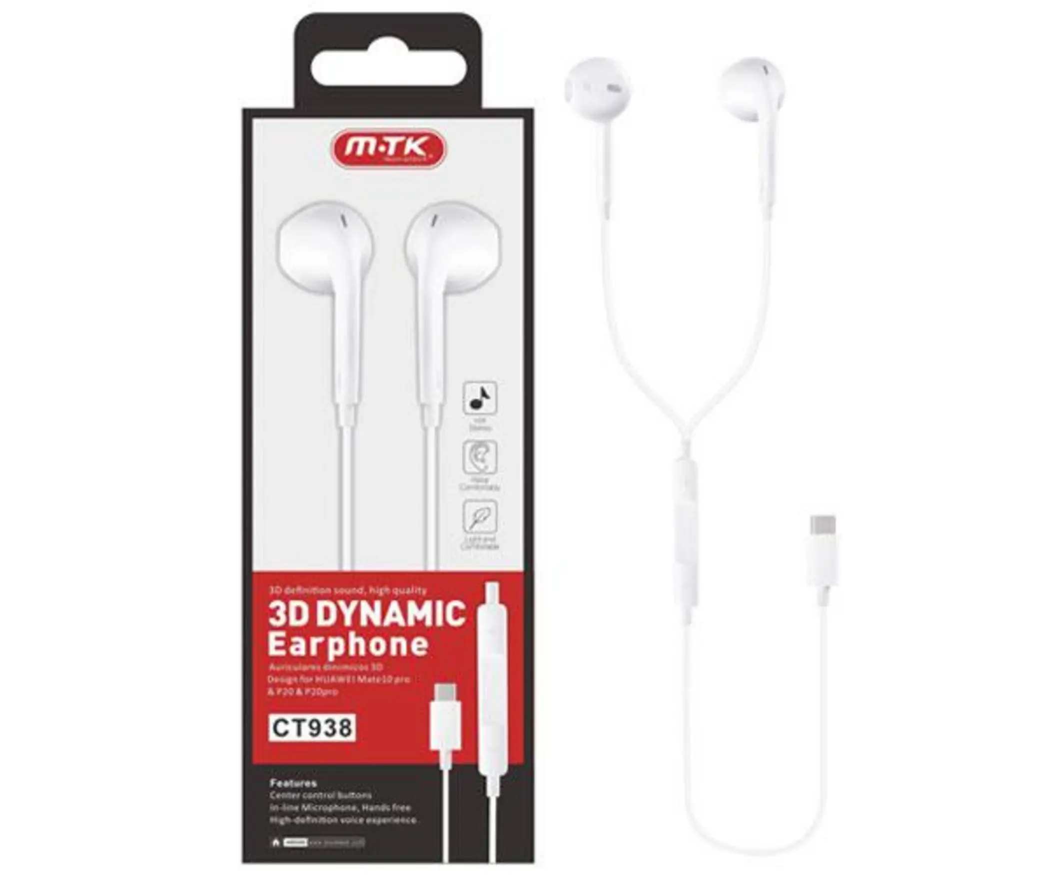 Auriculares Con Micrófono M.Tk Tipo C Ct938 Blanco  