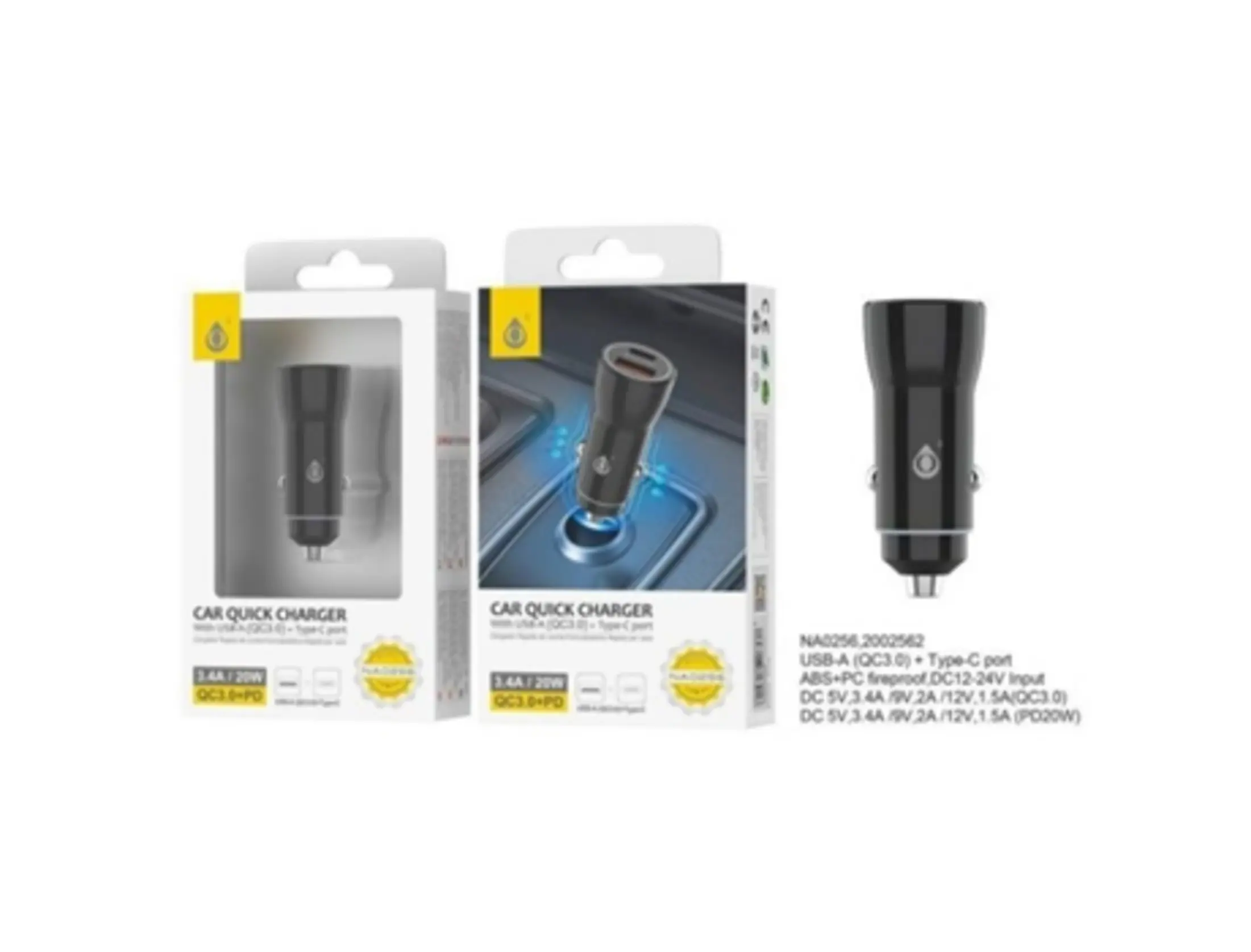 Cargador Mechero Oneplus Usb/Tipo C 3.4A 20W Negro Na0256