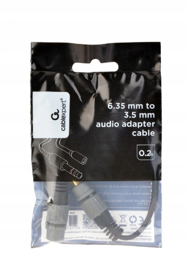 [P2125688] Adaptador Audio Cablexpert Jack 3,5 H / Jack 6,3 M Oro 0,20 Mtrs A-63M35F-0.2M