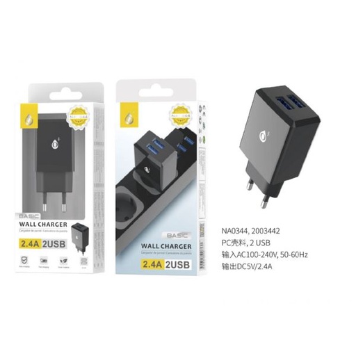 [P2300164] Cargador Pared Oneplus Usb 5V 2.4A Negro Na0344