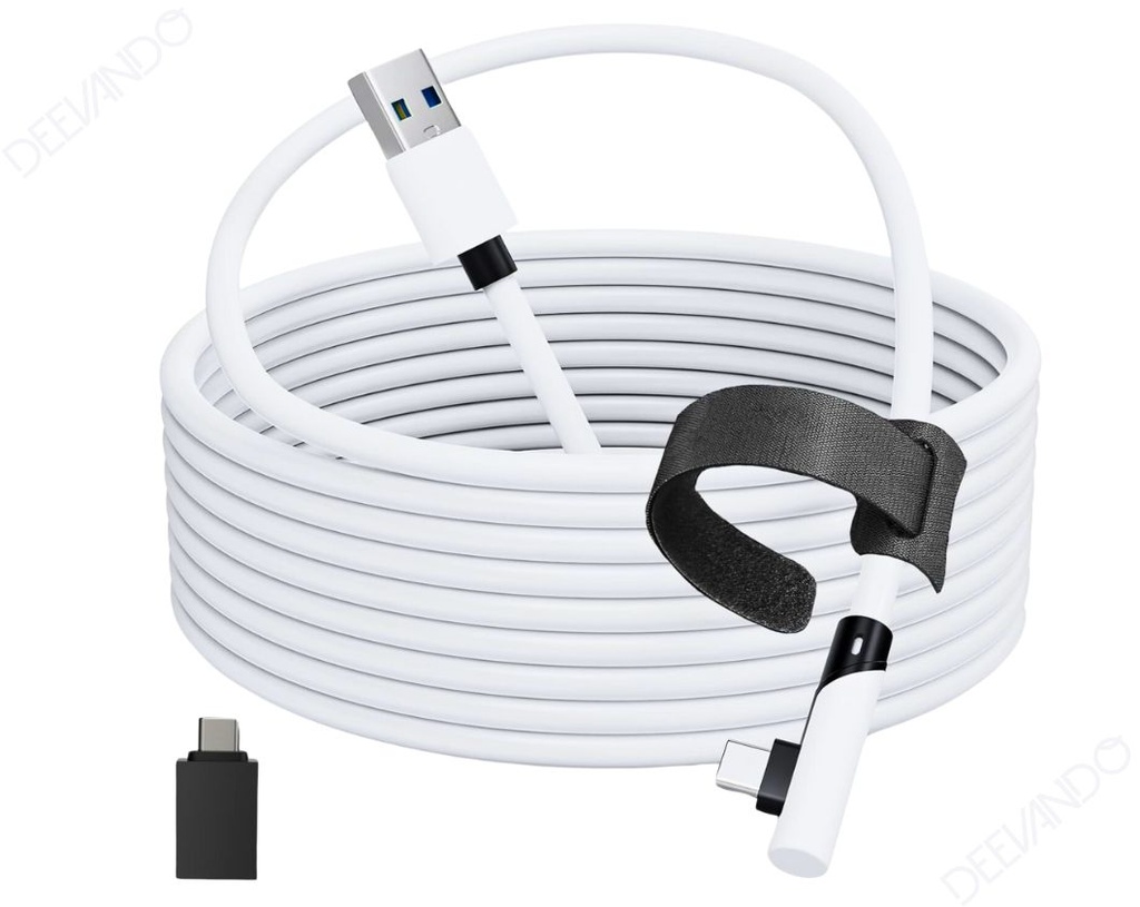 Cable De Enlace Usb A Tipo C 3.0 Compatible Con Meta Quest 3 Blanco 5  Metros