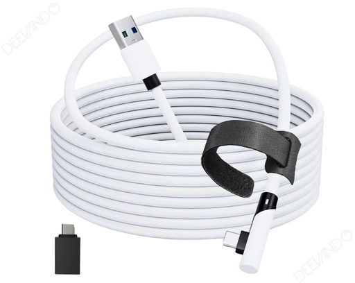 Cable De Enlace Usb A Tipo C 3.0 Compatible Con Meta Quest 3 Blanco 5 Metros