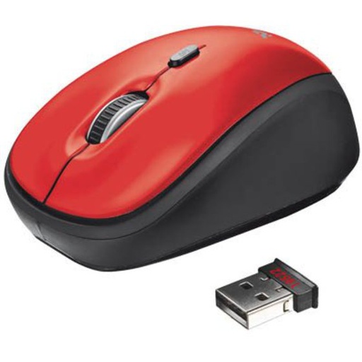 [P2121836] Raton Trust Inalambrico Yvi Usb Rojo/Negro